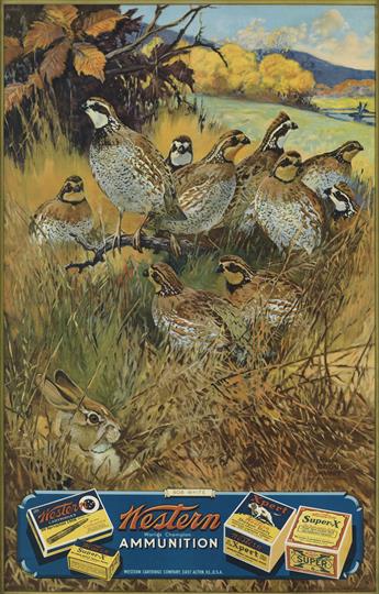 VARIOUS ARTISTS. [HUNTING & AMMUNITION.] Three posters. Sizes vary.